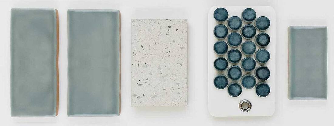 Bathroom tile and material samples