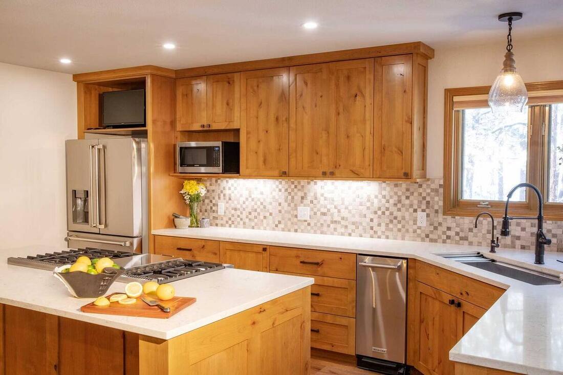Iron King kitchen island with custom cabinets